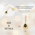 wholesale 925 Sterling Silver Teardrop Black Onyx Filigree Drop Earrings Gift for Women-0-1