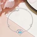 wholesale 925 Sterling Silver Turquoise & Opal Heart Anklet - I love you to the moon and back Adjustable Valentines Day Gifts for Her-0-1