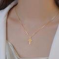 wholesale 14K Gold Diamond Cut Cross Necklace for Women 16 18 -0-3