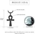wholesale Black 925 Sterling Silver Ankh Cross Pendant with Black CZs and 24 Rolo Chain - Ancient Egyptian Amulet Protection Jewelry for Women & Men -0-1