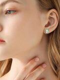 wholesale 925 Sterling Silver Green Enamel Heart Moonstone Axolotl Stud Earrings Gift for Her-0-4