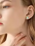 wholesale 925 Sterling Silver Green Enamel Heart Moonstone Axolotl Stud Earrings Wholesale Gift for Her-0-4
