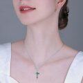 wholesale  Sterling Silver Genuine Gemstone Faith Cross Necklace for Women -0-29