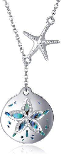 wholesale 925 Sterling Silver Abalone Shell & Starfish Pendant Necklace for Women-Sand Dollar