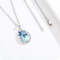 wholesale 925 Sterling Silver Dragonfly Pendant With Blue Resin Wings And Crystal Center-0-2
