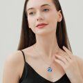 wholesale 925 Sterling Silver Blue Crystal Heart Zodiac Constellation Pendant Necklace-0-1