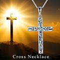 wholesale 925 Sterling Silver Abalone Shell Inlay Filigree Cross Pendant Necklace  for Women-0-5