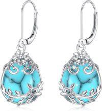 wholesale Sterling Silver Peridot Moonstone Purple Crystal Dangle Earrings-Turquoise