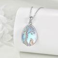 wholesale 925 Sterling Silver Blue Moonstone Tree of Life Pendant with Black Cat Charm Necklace for Women-0-4