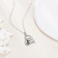 wholesale 925 Sterling Silver Heart Girl and Cat Pendant Necklace with Cubic Zirconia Stones-0-2