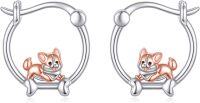 wholesale 925 Sterling Silver Corgi Dog Bone Huggie Hoop Earrings Gift for Women Girls-E-Dog-Corgi