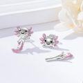 wholesale 925 Sterling Silver Pink Axolotl Stud Earrings for Girls and Women - Christmas Gifts-0-1