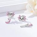 wholesale 925 Sterling Silver Cute Axolotl Earrings Wholesale With Pink Enamel Details-0-1