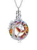 TOUPOP Sterling Silver Crystal Phoenix Urn Necklace Memorial Jewelry-0-0