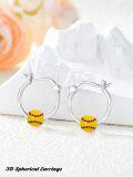 wholesale 925 Sterling Silver Yellow Baseball Hoop Earrings Sporty  for Her-0-3