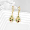 wholesale 925 Sterling Silver Plated Gold  Ladybug Flower Drop Earrings for Women Girls Gifts Lever Back Jewelry 23x48mm-0-3