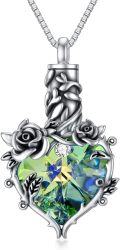 wholesale TOUPOP Rose Cremation Necklace Jewelry Urn Necklace For Ashes With Heart Crystal 925 Sterling Silver Cremation Necklace For Ashes Memorial Gift For Women Girls Keepsake -0-0
