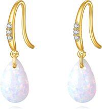 wholesale 14K Gold Crystal Dangle Drop Earrings Birthstone Jewelry Gift for Her-Opal