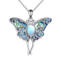 wholesale 925 Sterling Silver Butterfly Pendant with Mother of Pearl Inlay Necklaces for Women s-Moth