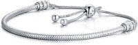 wholesale 925 Sterling Silver Snake Chain Slide Lock Adjustable Length Snakeskin Beads Bracelet for Women's s-Snake Bracelet(Adjustible)