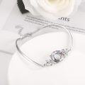 wholesale 925 Sterling Silver Sparkly Crystal Flower Adjustable Cuff Bracelet for Women Inspiring Gift Ideas-0-3