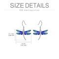 wholesale 925 Sterling Silver Blue Enamel Dragonfly Drop Earrings for Women Girls  4cm Long-0-5