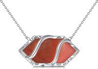 wholesale Sterling Silver Gemstone Hexagon Pendant Necklace-Ruby