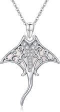 wholesale 925 Sterling Silver Manta Ray Pendant Necklaces for Women Sea Life s-0-0