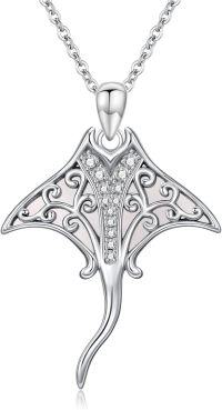 wholesale 925 Sterling Silver Manta Ray Pendant Necklaces for Women Sea Life s-Manta Ray 2