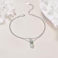 wholesale 925 Sterling Silver Pineapple Charm Heart Ankle Bracelet for Women Girls Minimalist Foot  4-8 Adjustable Chain Links Beach Summer Anklets Accessories Green Yellow Gold Tone-0-3