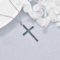 wholesale 925 Sterling Silver Turquoise Cross Necklace - Hypoallergenic, Handcrafted Unique Gift for Women-0-2