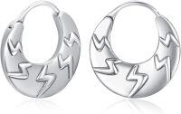 wholesale 925 Sterling Silver Lightning Bolt Hoop Earrings for Women Girls Gift Set-Lightning Bolt