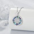 wholesale 925 Sterling Silver Compass Abalone Shell Pendant Necklace with Cubic Zirconia for Women-0-1