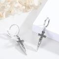 wholesale 925 Sterling Silver Celtic Knot Sword Cross Dangle Earring Set - Gothic Medieval Style Hoops for Men & Women-0-3