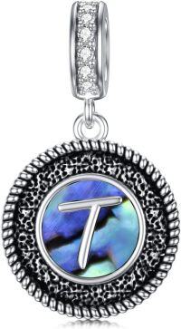 wholesale 925 Sterling Silver Abalone Shell Alphabet Charms A Z for Jewelry-T