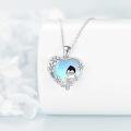 wholesale 925 Sterling Silver Heart-Shaped Moonstone Penguin Pendant Necklace for Women-0-4