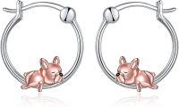 wholesale 925 Sterling Silver French Bulldog Sleeping Dog Charm Hoop Earrings Gift for Women-French Bulldog