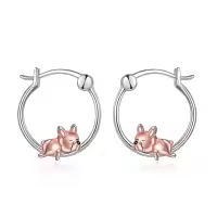 wholesale 925 Sterling Silver French Bulldog Sleeping Dog Charm Hoop Earrings Wholesale Gift for Women-French Bulldog