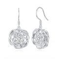 wholesale 925 Sterling Silver Flower Drop Earrings with Cubic Zirconia Gift for Women-0-0