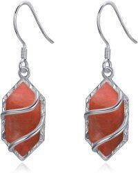 wholesale 925 Sterling Silver Gemstone Hexagon Drop Dangle Earrings Fine Jewelry Gifts for Women-Ruby