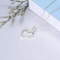 wholesale 925 Sterling Silver Double Open Heart Pendant with Cubic Zirconia Necklaces for Women s 45cm Chain Length-0-3