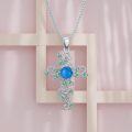wholesale 925 Sterling Silver Natural Turquoise and Emerald Flower Design Pendant Necklace-0-1
