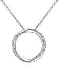 wholesale 925 Sterling Silver Cubic Zirconia Accent Round Circle Pendant Necklace  for Women Wife Lover-0-0
