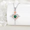 wholesale Sterling Silver Birthstones Rose Cross Heart Crucifix Pendant Necklace for Women-0-35