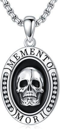 wholesale 925 Sterling Silver Gothic Memento Mori Skull Pendant Necklace for Men & Women-A03-Memento Mori