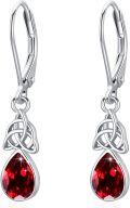 wholesale 925 Sterling Silver Red Garnet Drop Dangle Leverback Earrings for Women-0-0