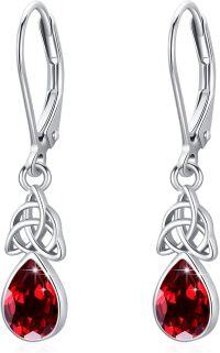 wholesale 925 Sterling Silver Red Garnet Drop Dangle Leverback Earrings for Women-Garnet