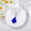 wholesale 925 Sterling Silver Cubic Zirconia Accent Triangle Pendant with Lapis Lazuli and Blue Stone Elements Necklaces-0-4
