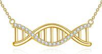 wholesale 925 Sterling Silver Cubic Zirconia Accent Gold Plated DNA Pendant Necklaces for Women Girls Gifts-Golden