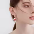wholesale 925 Sterling Silver Mitten Dangle Earrings Wholesale with Red and Green Enamel for Women-0-1